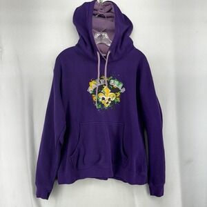 New Orleans Hoodie Mens XL Purple Mardi Gras Pullover